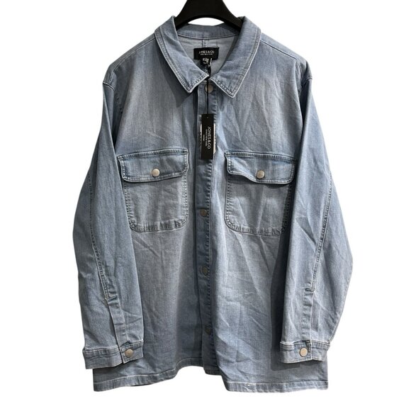Jones & Co Shacket Womens 3X Faded Denim Button Down Shirt Western Workwear - Picture 1 of 8